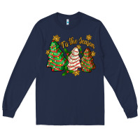 Navy 'tis the season christmas cake Long Sleeve Tee - Zillion Design Studio
