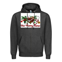 Charcoal Heather one merry nurse Zipper Hoodie - RanaPortraitStore