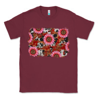 Burgundy valentine's day sunflowers leopard cowhide background Classic Tee - RanaPortraitStore