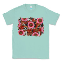 Seafoam valentine's day sunflowers leopard cowhide background Classic Tee - RanaPortraitStore