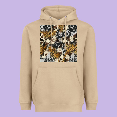 Cowhide Leopard Seamless Pattern Heavyweight Hoodie Designed By Hra Design Shop