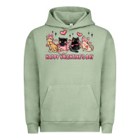 Pigment Oil Green happy valentines day cats Urban Hoodie - MaliasSmallBusiness
