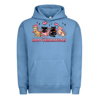 Pigment Pebble Blue happy valentines day cats Urban Hoodie - MaliasSmallBusiness