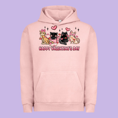 Happy Valentines Day Cats Urban Hoodie Designed By Maliassmallbusiness
