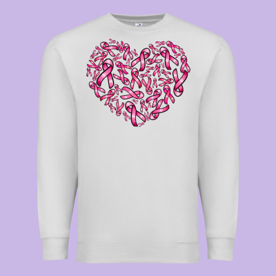 Breast Cancer Ribbon Heart Premium Sweatshirt Designed By Adodesignshop
