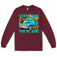 Burgundy country roads take me home western Long Sleeve Tee - texasbilliewilder