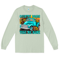 Matcha country roads take me home western Long Sleeve Tee - texasbilliewilder