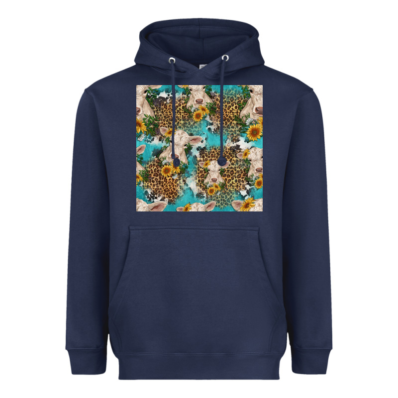 Charolais Cow And Sunflowers Seamless Pattern Heavyweight Hoodie by HRA Design Shop | Teevron