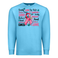 Ocean Blue breast cancer ribbons with cancer words Premium Sweatshirt - AdoDesignShop