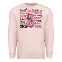 Pale Pink breast cancer ribbons with cancer words Premium Sweatshirt - AdoDesignShop