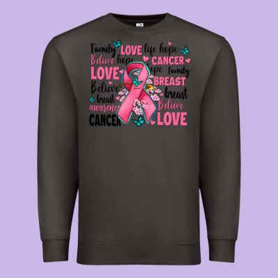 Breast Cancer Ribbons With Cancer Words Premium Sweatshirt Designed By Adodesignshop