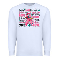 White breast cancer ribbons with cancer words Premium Sweatshirt - AdoDesignShop