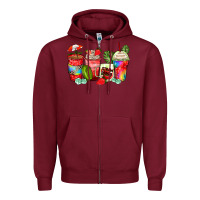 Burgundy strawberry coffee cups Zipper Hoodie - Zillion Design Studio