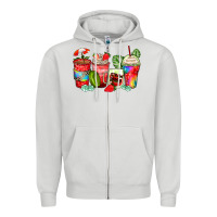 Dove Grey strawberry coffee cups Zipper Hoodie - Zillion Design Studio