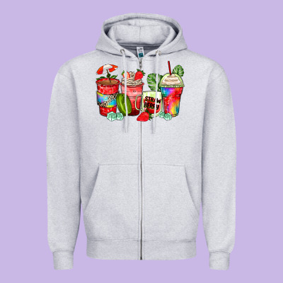Strawberry Coffee Cups Zipper Hoodie Designed By Zillion Design Studio