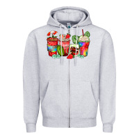 Heather Grey strawberry coffee cups Zipper Hoodie - Zillion Design Studio