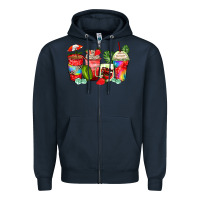 Navy strawberry coffee cups Zipper Hoodie - Zillion Design Studio