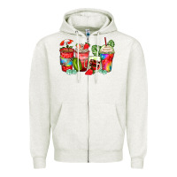 Oatmeal Heather strawberry coffee cups Zipper Hoodie - Zillion Design Studio