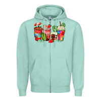 Seafoam strawberry coffee cups Zipper Hoodie - Zillion Design Studio
