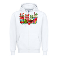 White strawberry coffee cups Zipper Hoodie - Zillion Design Studio