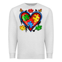 Oatmeal Heather autism heart Premium Sweatshirt - Artiststas