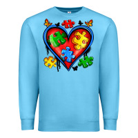 Ocean Blue autism heart Premium Sweatshirt - Artiststas