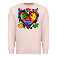 Pale Pink autism heart Premium Sweatshirt - Artiststas