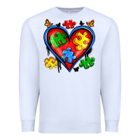 White autism heart Premium Sweatshirt - Artiststas