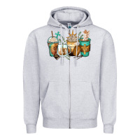 Heather Grey jesus coffee cups Zipper Hoodie - Zillion Design Studio