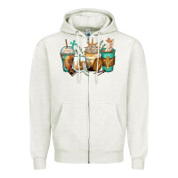 Oatmeal Heather jesus coffee cups Zipper Hoodie - Zillion Design Studio