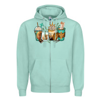 Seafoam jesus coffee cups Zipper Hoodie - Zillion Design Studio