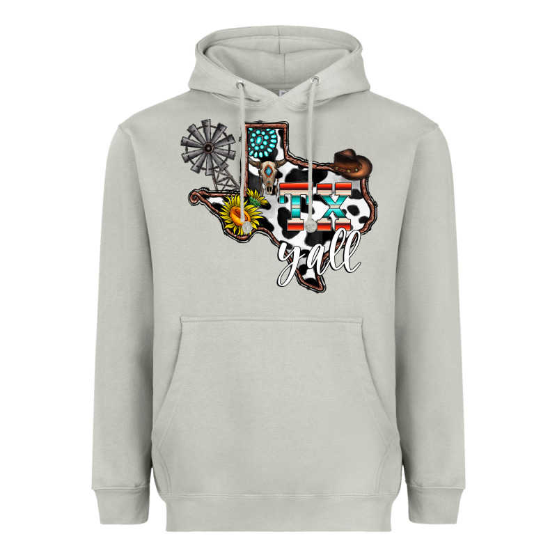 Tx Yall Western Heavyweight Hoodie by CowhideDigitalArt | Teevron