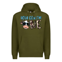Army Green holy cow i'm one Premium Hoodie - MaliasSmallBusiness