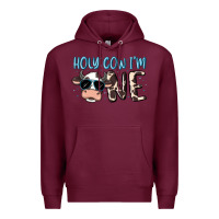 Burgundy holy cow i'm one Premium Hoodie - MaliasSmallBusiness