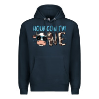 Navy holy cow i'm one Premium Hoodie - MaliasSmallBusiness