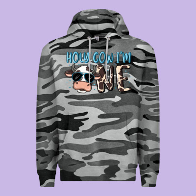 Holy Cow I'm One Premium Hoodie Designed By Maliassmallbusiness