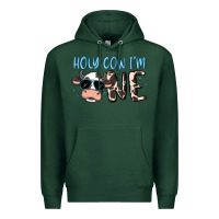 Sports Green holy cow i'm one Premium Hoodie - MaliasSmallBusiness