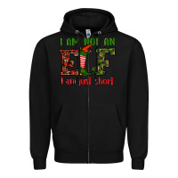 Black i am not an elf i am just short christmas Zipper Hoodie - RanaPortraitStore