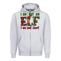 Heather Grey i am not an elf i am just short christmas Zipper Hoodie - RanaPortraitStore