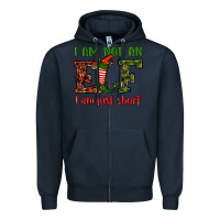 Navy i am not an elf i am just short christmas Zipper Hoodie - RanaPortraitStore