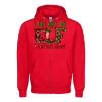 Red i am not an elf i am just short christmas Zipper Hoodie - RanaPortraitStore