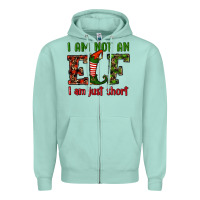 Seafoam i am not an elf i am just short christmas Zipper Hoodie - RanaPortraitStore