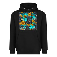 Black black angus and sunflowers seamless pattern Heavyweight Hoodie - HRA Design Shop
