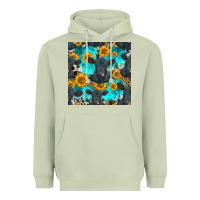 Matcha black angus and sunflowers seamless pattern Heavyweight Hoodie - HRA Design Shop