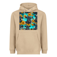 Mushroom black angus and sunflowers seamless pattern Heavyweight Hoodie - HRA Design Shop