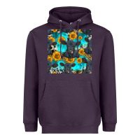 Plum black angus and sunflowers seamless pattern Heavyweight Hoodie - HRA Design Shop