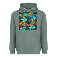 Sage black angus and sunflowers seamless pattern Heavyweight Hoodie - HRA Design Shop