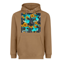 Toasted Coconut black angus and sunflowers seamless pattern Heavyweight Hoodie - HRA Design Shop