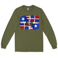 Army Green dominican and puerto rico flag Long Sleeve Tee - texasbilliewilder