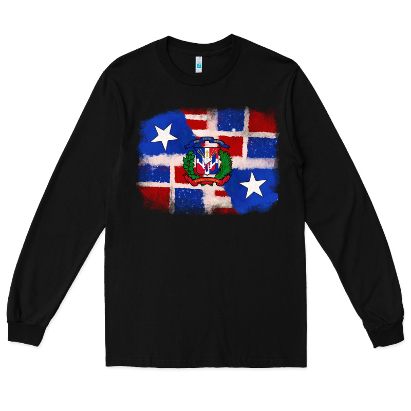 Dominican And Puerto Rico Flag Long Sleeve Tee by texasbilliewilder | Teevron